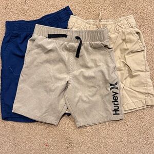Lot of 3 Boys Khaki and Blue Shorts, Size 5- Hurley, Children’s Place & Carters